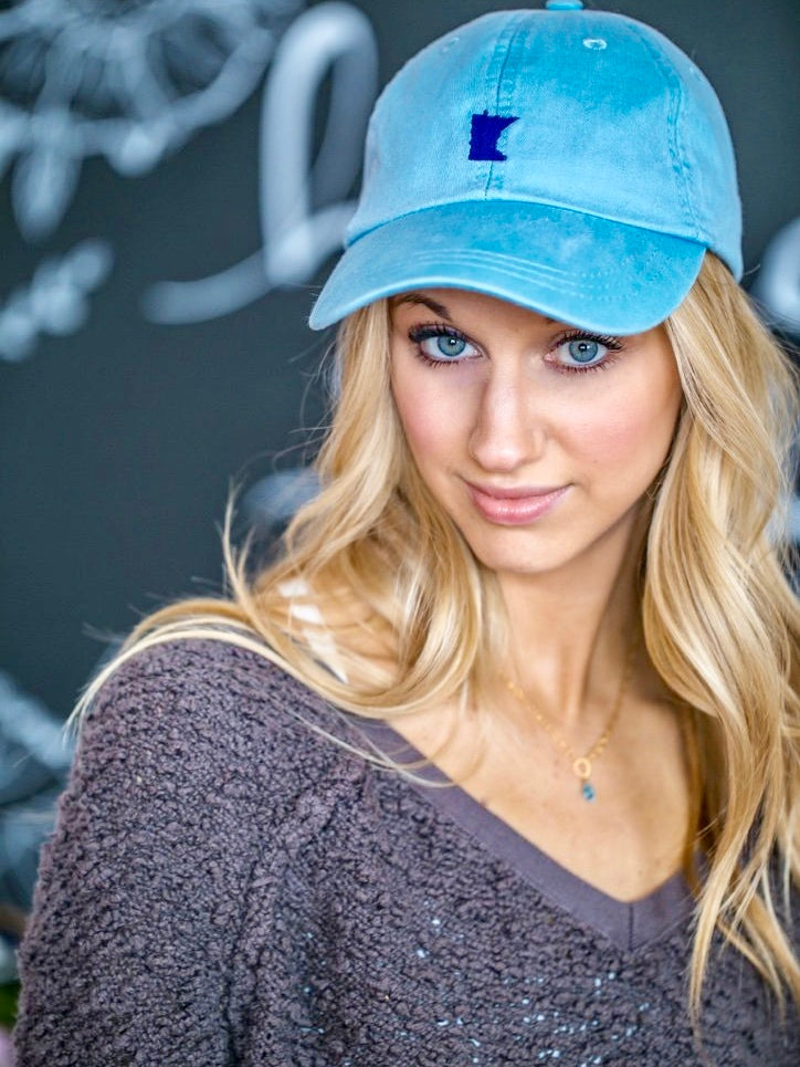 Light Blue Embroidered MN Hat