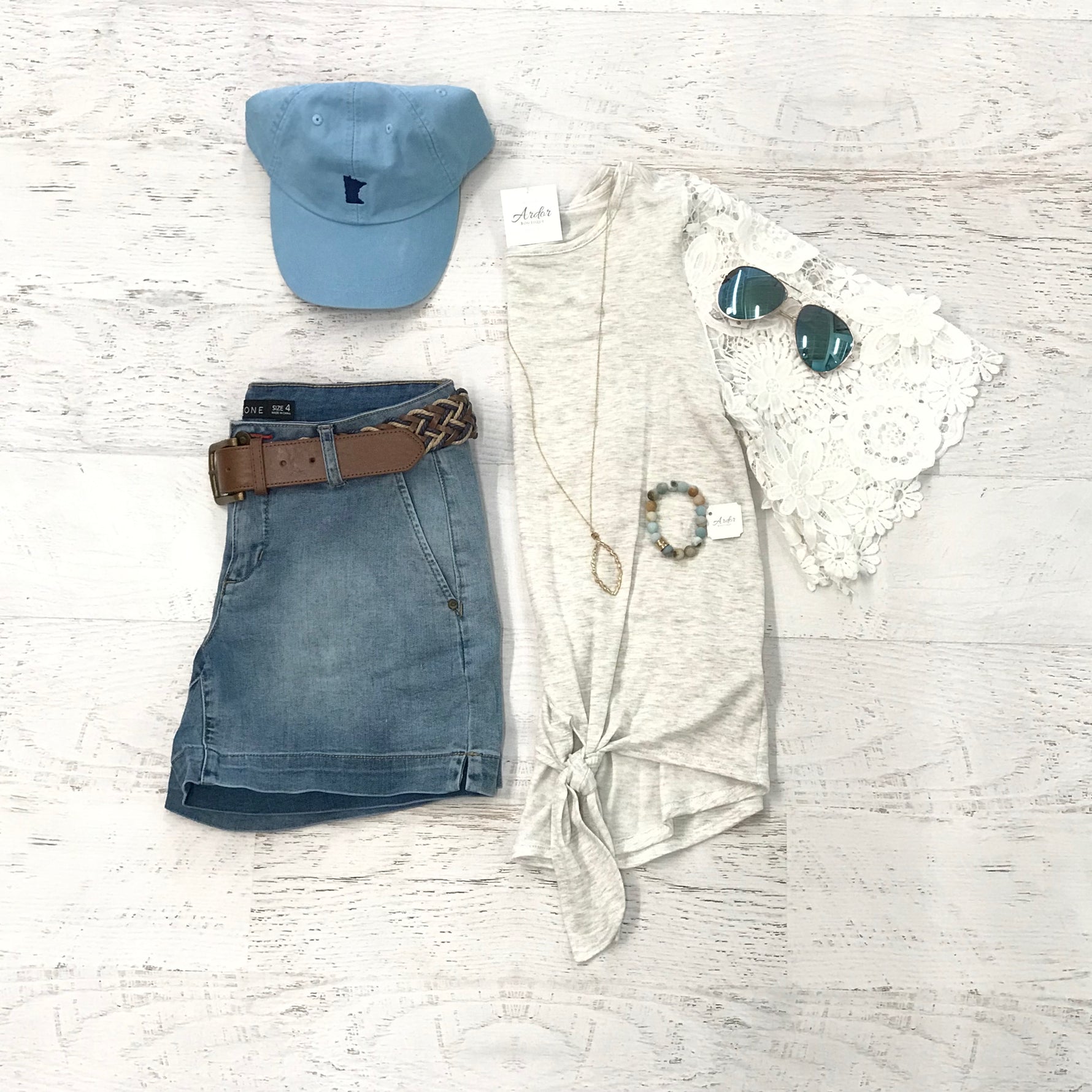 Light Blue Embroidered MN Hat Outfit 2