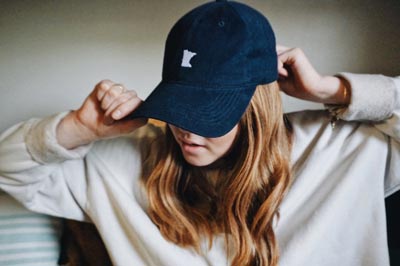 Navy Embroidered MN Hat Model