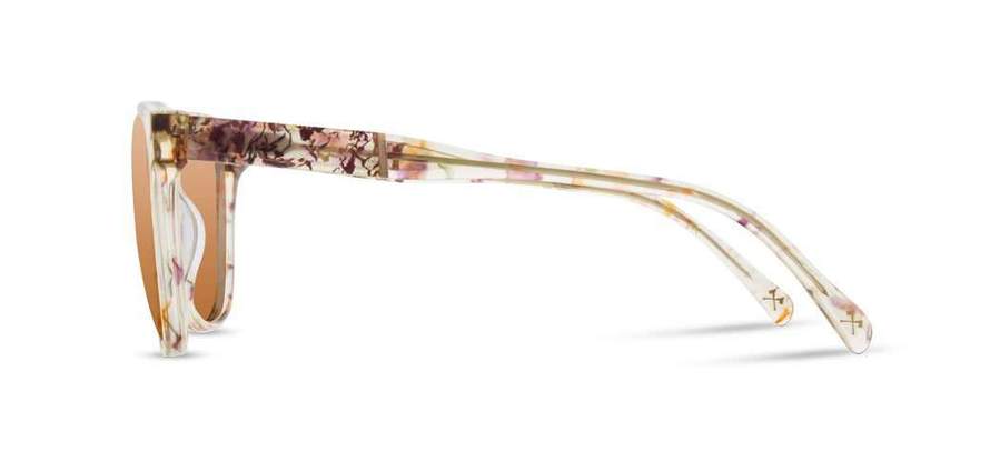 Shwood McKenzie Blossom/Rose Polarized Sunglasses side panels with rose petals and mint leaves 