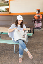White Embroidered MN Hat Model