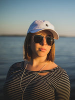 White Embroidered MN Hat Styled